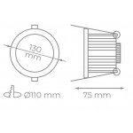 Downlight LED Redondo FORAT 18W, corte 110mm